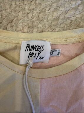 Princess Polly Half-&-Half Colorblock Tee in Yellow & Pink